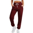 thumbnail image 2 of Frostluinai Elastic Waist Sweatpant Women Drastring Solid Baggy Cinch Bottom Joggers Casual Running Spaorty Sweat Pants with Pocket, 2 of 7
