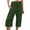 Green, variant on QUYUON Women Cotton Linen Wide Leg Pants Summer Casual High Waisted Elastic Capris Pants Lounge Beach Trousers with Pocket Straight Leg Cropped Pants Trousers