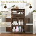 thumbnail image 3 of Farmhouse Floor Storage Cabinet with Drawers & 2 Barn Doors, Wood Bathroom Storage Cabinet with Roman Column Decor, Farmhouse Storage Cabinets with Adjustable Shelf & Door Cabinets, Rustic Brown, 3 of 8
