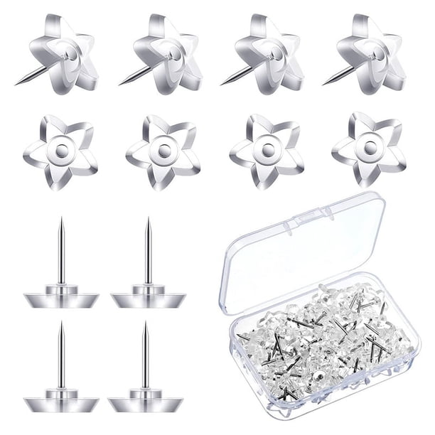 200 Piezas en Forma de Estrella Chinchetas de PláStico Transparente con Caja de PláStico para Tablero de Corcho Punta de Acero Decorativa