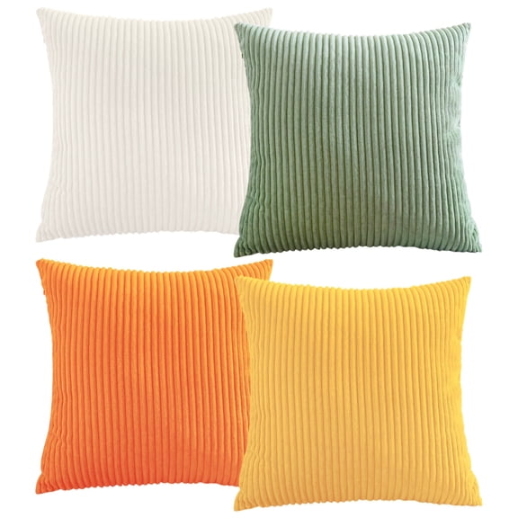 Throw Pillow Covers 18x18 Set of 4, Modern Boho Decorative Cushion Covers, Soft Corduroy Pillow Cases for Couch, Sofa, Bed, Living Room