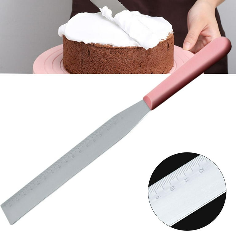 Stainless Steel Cake Spatula 8-Inches Smoother Baking Butter Frosting Icing Spatula Smooth Tools Spreader Fondant Pink