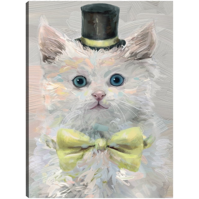 Cuadro Decorativo - Gatos del sombrero de copa III Jr Impresión en canvas, estrechado