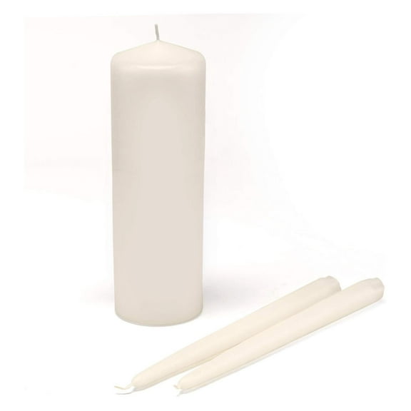 Hortense B. 95095 Hewitt Wedding Accessories, Unity Candle Set, Ivory, 9-Inch Pillar and 2 10-Inch Tapers