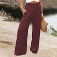 thumbnail image 2 of Jxximdong Palazzo Pants for Women, Elegant Loose Wide Leg Palazzo Pants Plain Lightweight Stretchy Casual Trousers with Pockets, Red Womens Casual Trousers, 2 of 7