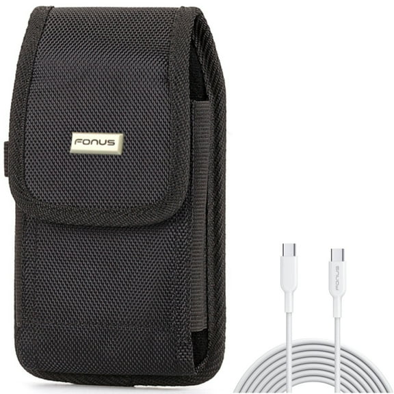 Case Belt Clip   10ft Long Type-C Cable for Motorola One 5G Ace Phone - Rugged Holster Canvas Cover and  Fast Charger Cord PD Power Wire Combo for Motorola One 5G Ace