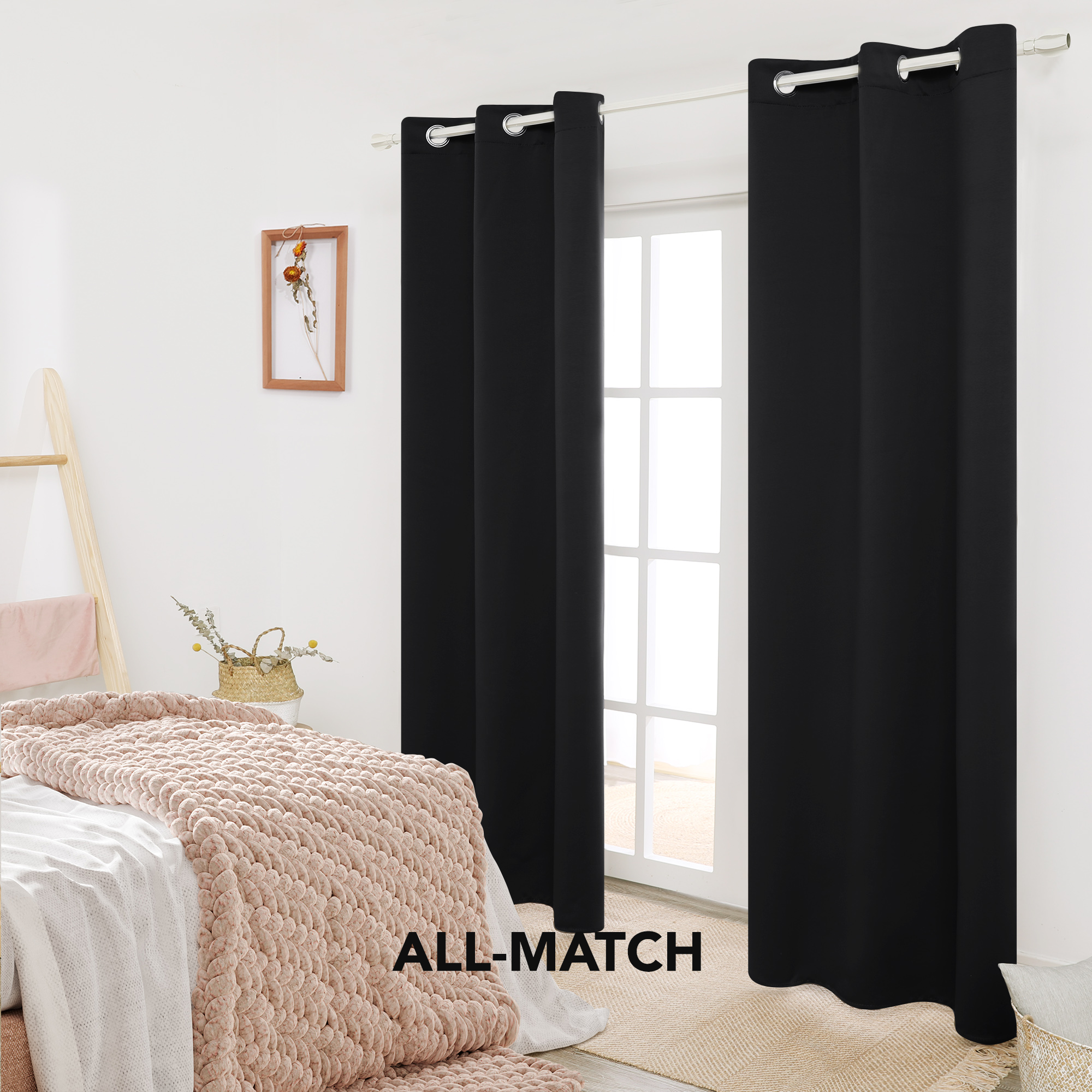 Deconovo Blackout Curtains, Black, 42x45 Inches, 2 Panels photo 8