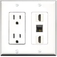 thumbnail image 1 of Ultra Spec Cables 15 Amp Power Outlet 2 Port HDMI 1 Port Shielded Cat6 Wall Plate, 1 of 1