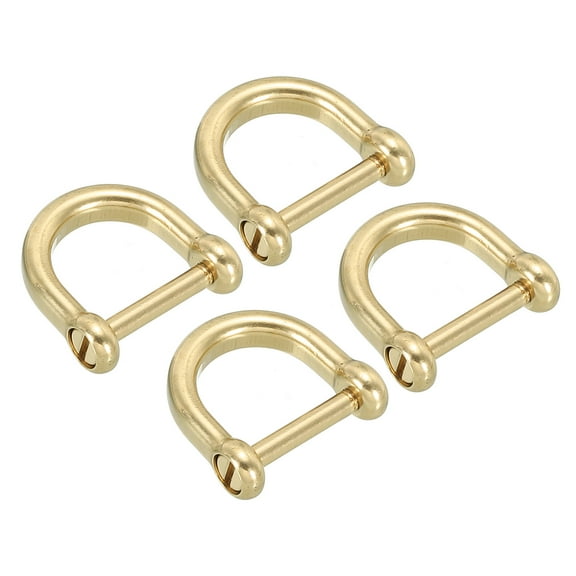 Uxcell D-Ring Shackle, 4 Pack 1/2 Inch Inside Width Solid Brass U Shape Shackles for DIY Leather