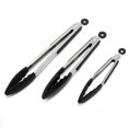 thumbnail image 1 of Pinzas de cocina de acero inoxidable, juego de 3 pinzas para alimentos resistentes con mango ergonómico, color negro Rojo Verde, 1 of 5