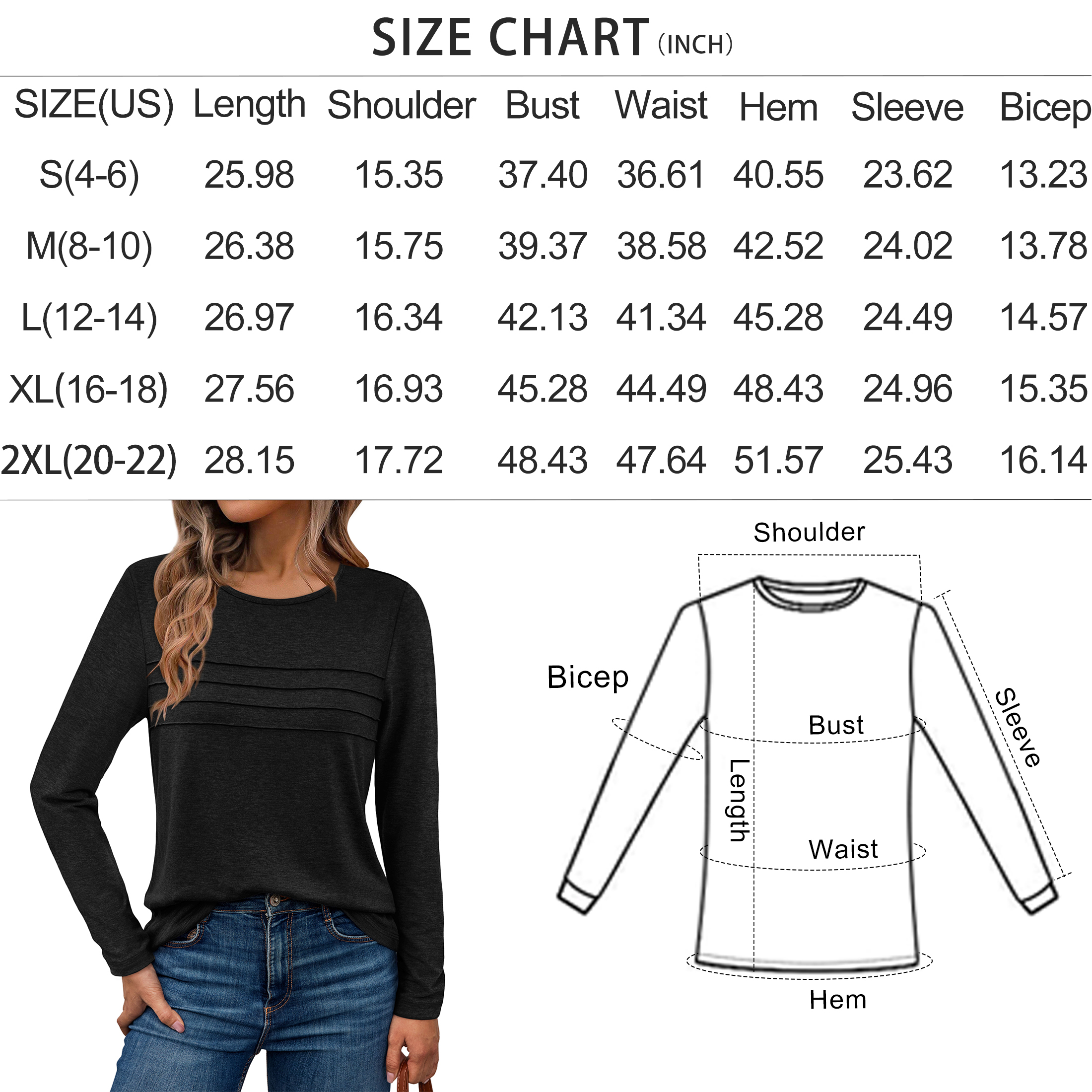 SUNBS Women's Pleated Long Sleeve Tunic Blouse photo 5