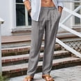 thumbnail image 7 of Avrnliq Men's Premium Linen-Blend Pleated Trousers, Wrinkle Resistant Stretch Straight Leg Pants, Business Casual Resort Wear for Men, Gray, S-XXXL, 7 of 7