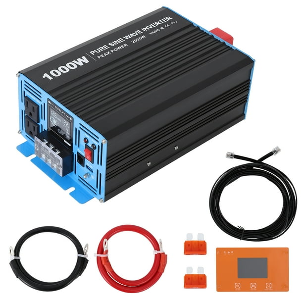 Inversor de Onda Sinusoidal Pura de 2500W 12V, Inversor de Alimentación DC 12V a CA 120V, Alta Eficiencia, Control Remoto, 2 Salidas de CA + Puerto USB