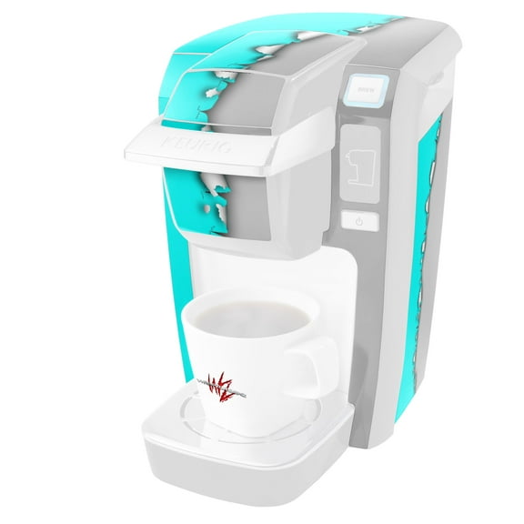 Ripped Colors Neon Teal Gray - Decal Style Vinyl Skin fits Keurig K10 / K15 Mini Plus Coffee Makers (KEURIG NOT INCLUDED)