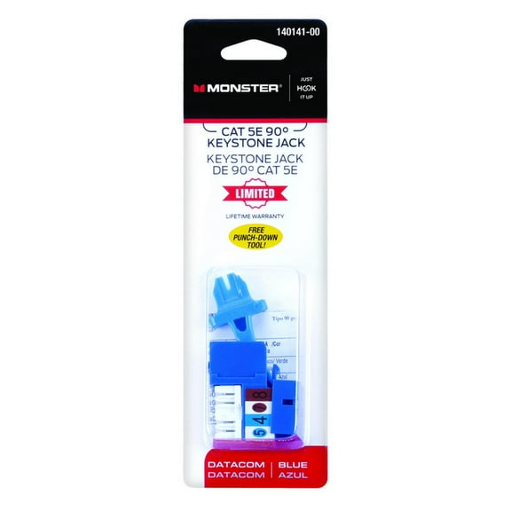 Monster 140141-00 Just Hook It Up Cat5e Keystone Insert, Blue