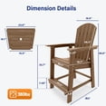 thumbnail image 4 of WINSOON Tall Adirondack Chair Set of 2 with Connecting Tray,Outdoor Bar Stools-Brown, 4 of 6