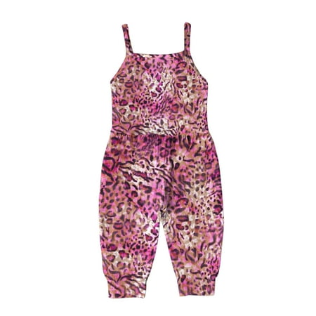 

Baby Romper Printed Clearance Sale Toddler Baby Girl Jumpsuits Cartoon Printing Strap Romper Pants With Pockets Pink 1-2 Years