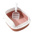 thumbnail image 2 of Semi-Enclosed Large Cat Litter Box, High Sides Odor Cat Litter Pan with Cat Scooper, Top Entry Cat Litter Box, Detachable Easy Clean, Cat Necessities 15.35×12.60×6.69 Inch (Pink), 2 of 6