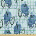 thumbnail image 2 of Ambesonne Floral Fabric by the Yard Upholstery, Blossoming Flowers Aquatic, 2 Yards, Sea Blue and Soft Blue, 2 of 5
