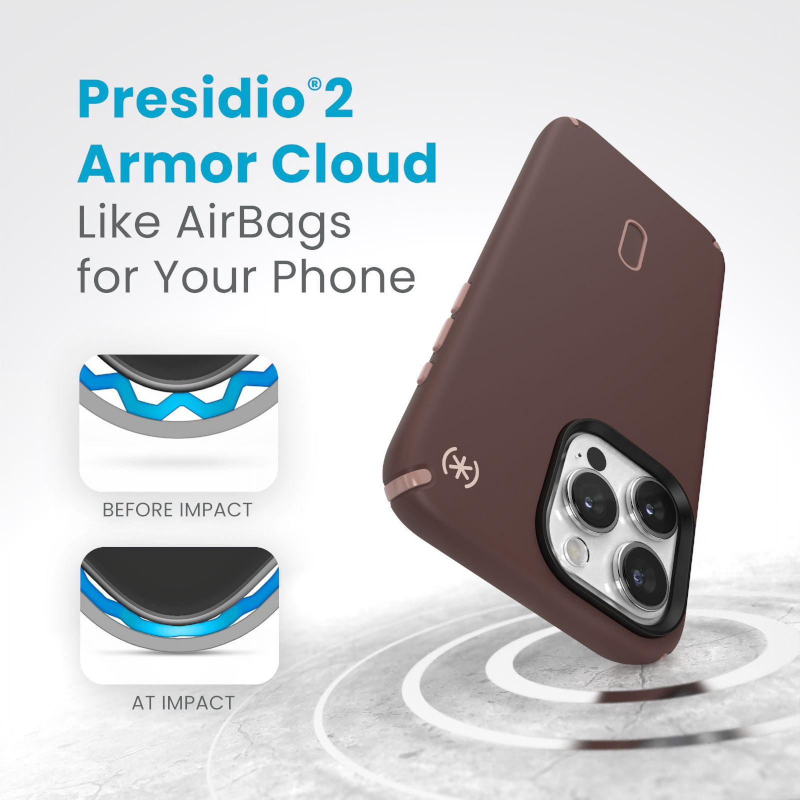 Speck iPhone 15 Pro Max Case-Presidio2 Pro-ClickLock-MagSafe-6.7 Inch Phone Case-New Planet/Clay Tan/Warm Sand