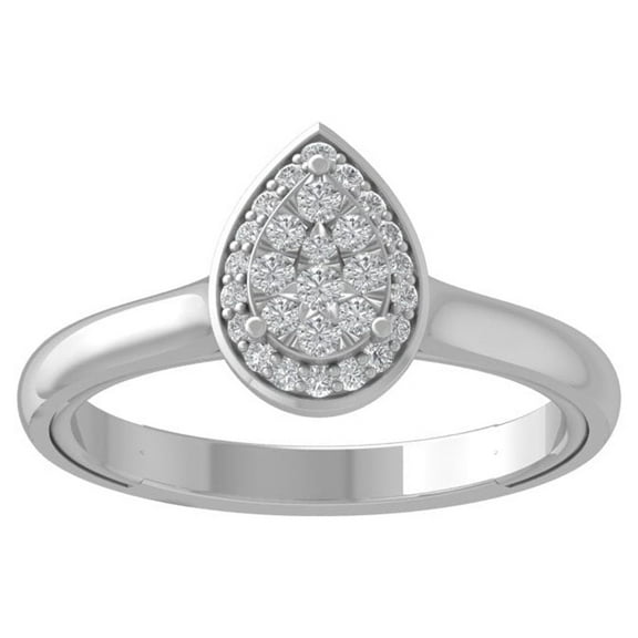 Araiya Fine Jewelry 10K White Gold Round-shape Lab Grown Diamond Cluster Engagement Ring ( 1/5 cttw, D-F Color, VS Clarity) Size 6