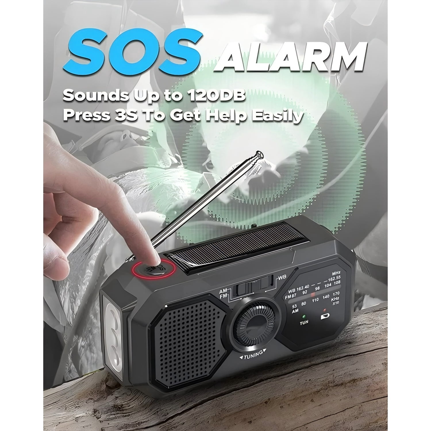 Portable AM/FM Transistor Radio, Emergency Radio with Weather Alert, Solar Radio Emergency Hand Crank with LED Flashlight for Power Outages, Camping, Survival, 3500mWh Portable Power Bank