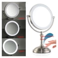 thumbnail image 2 of Makeup Mirror 8 Inch Desktop 2-Face Metal Mirror 3X 5X 10X Magnifying Cosmetic Mirror LED Lamp Adjust The Brightness ,Widely Use, 2 of 7