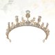 thumbnail image 4 of FELTECHELECTR Tiara dorada con corona de perlas y diamantes de imitación para novia, tocado de fiesta para boda, cumpleaños y banquete., 4 of 6