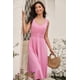 thumbnail image 5 of Vestido largo Dokotoo 2025 de verano con botones, rosa fruncido, 5 of 6