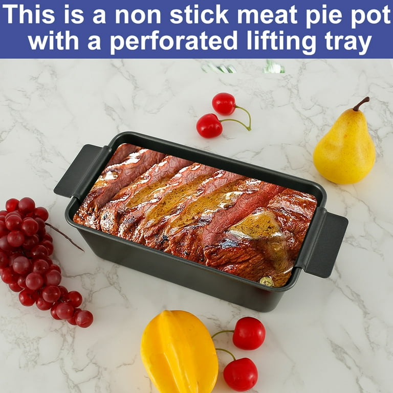 HONGBAKE Meatloaf Pan with Drain Tray, 9 x 5 Inches Loaf Pans with Insert,  Nonstick Meat Loaf for Baking, Reduce the Fat and Kick Up the Flavor, Grey