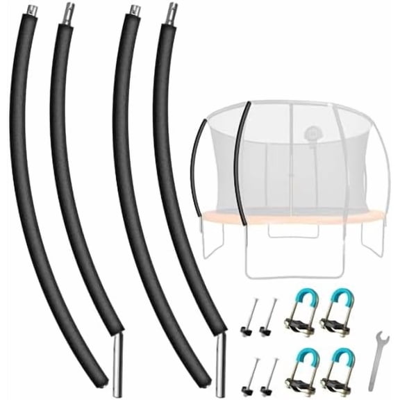 2PCS Trampoline Curved Poles, Universal Trampoline Replacement Enclosure Poles to Fit 8-16FT Curved Pole Frame, Includes Foam Sleeve and Hardware with 2 Installation Options$$Sport & Recreation Other