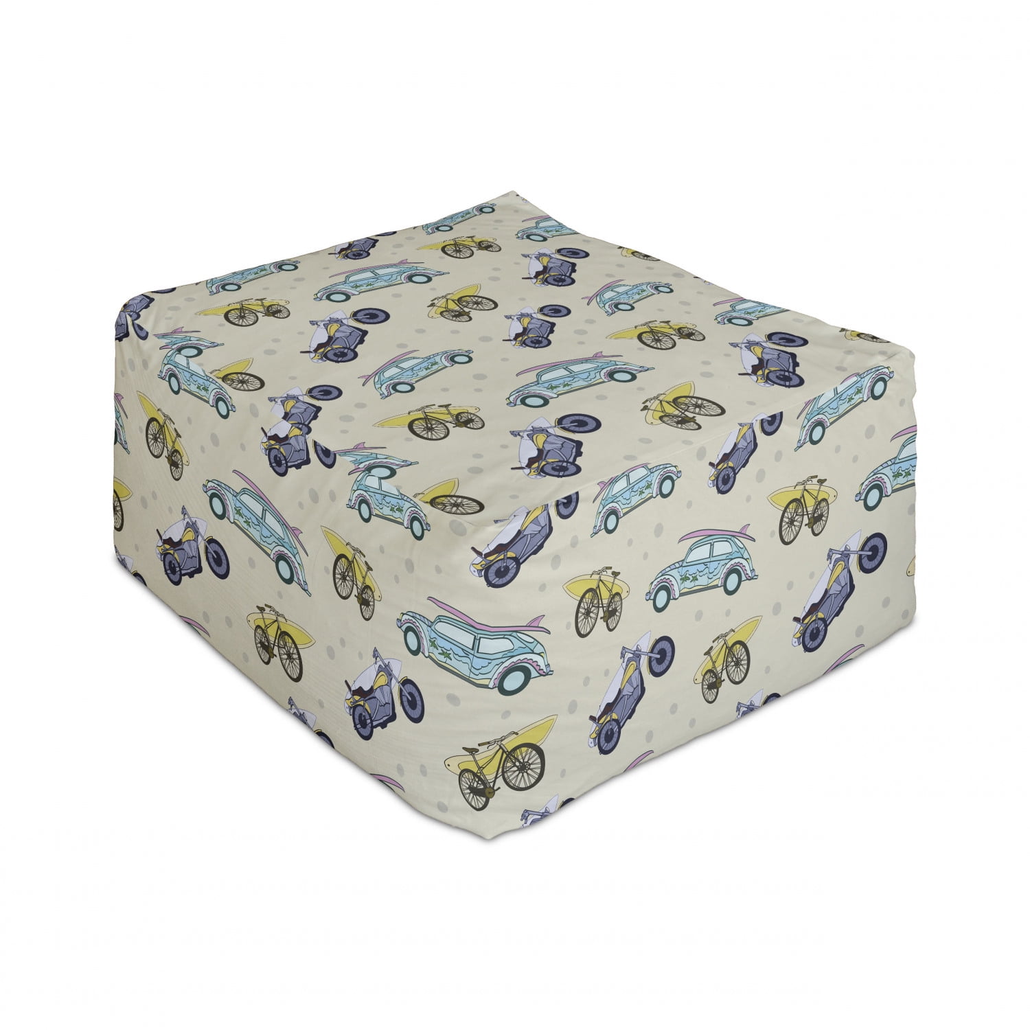 Ambesonne Boat Rectangle Pouf Under Desk Foot Stool for Living Room Office Ottoman with Cover 25 Multicolor Rhythmic Motifs of Sailboats Nautical Theme on a Plain Backdrop Marine Lifestyle 