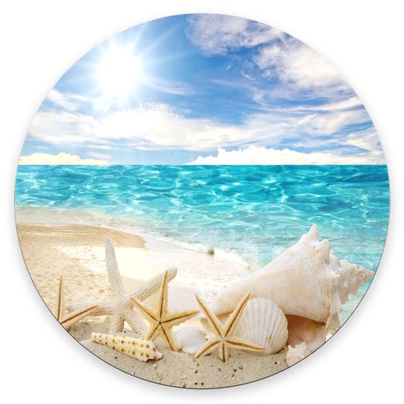 Mouse pad redondo Nphuriy con diseño de playa 20 x 20 x 0,3 cm