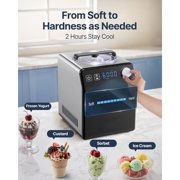 KFFKFF Upright Automatic Ice Cream Maker with Built-in Compressor, 2 Quart Capacity, Stainless Steel Electric Sorbet and Yogurt Machine, 4 Modes with Digital Display and Timer