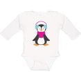 thumbnail image 3 of Inktastic Cute Penguin, Penguin With Ear Warmers, Scarf Boys or Girls Long Sleeve Baby Bodysuit, 3 of 5