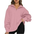 thumbnail image 2 of Autumn Winter Sweatshirts for Women Pull-up Oversize Fit Solid Color Womens Hoodies with Long Sleeves V Neck Breathable Athleisure Casual Cozy Workout Streetwear, 2 of 7