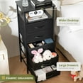 thumbnail image 4 of 5 Drawers Dresser for Bedroom, Tall Nightstand with Charging Station, Fabric Dresser for Closet with Storage Shelf, Vertical Dressers Chest LED Night Stand, Bedside Table for Dorm Living Room Black, 4 of 17