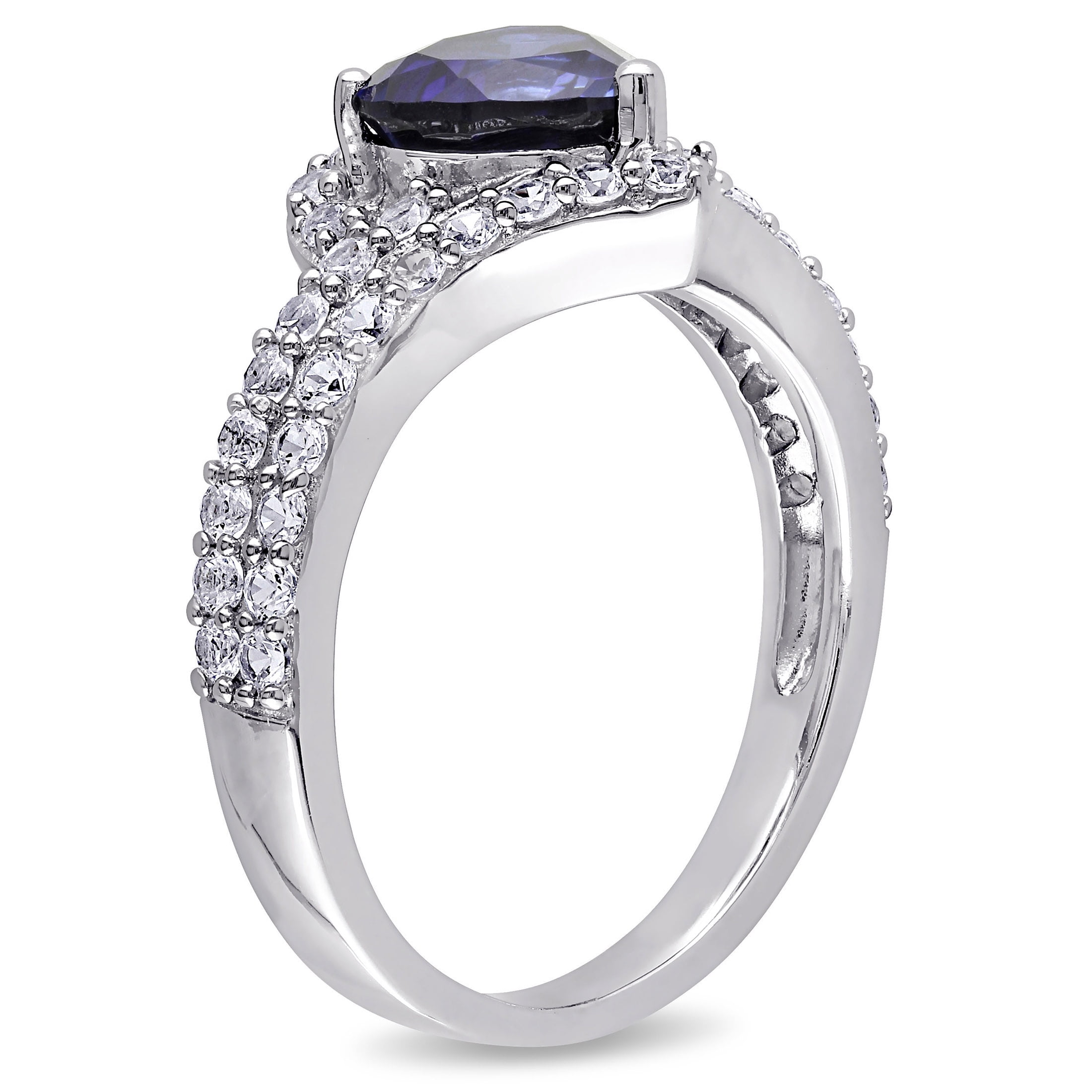 Heart-Shaped Amethyst & White Sapphire Ring in 14K White Gold - Sam's Club