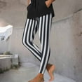 thumbnail image 4 of Womens Legging Pants Black White Striped Ankle Length Stretchy Soft Legging Pants Elastic High Waist Yoga Trousers (3XL, Navy), 4 of 6