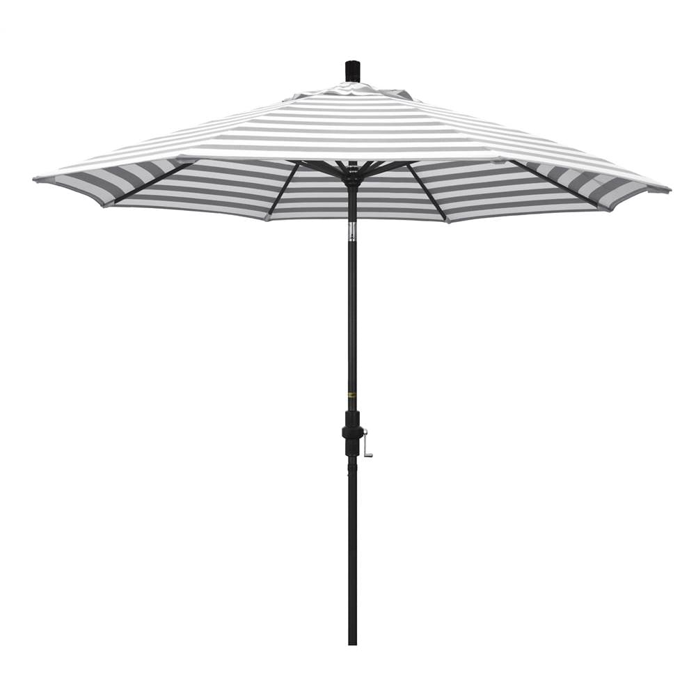 9 ft. Patio Umbrella in Gray and White Cabana Stripe Fabric Walmart