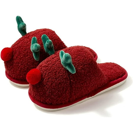 

CoCopeaunts Women Cute Animal Elk Slippers Fuzzy House Slippers Soft Plush Home Slippers Memory Foam Plush Slip-on Shoes