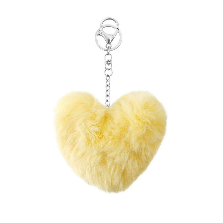 Colored Pom Pom Keychain Bulk Heart Fluffy Fur Puff Ball Key for Women  (18Pcs) at  Women's Clothing store