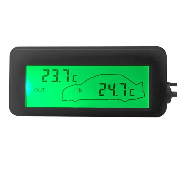 Kuymtek DC12V Digital Car Termómetro Mini LCD Retroiluminación Medidor Temperatura (Verde)