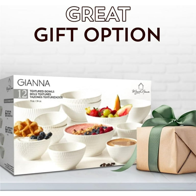 Maison Neuve Gianna 12-Piece Dinnerware Ceramic Serving Bowls Set