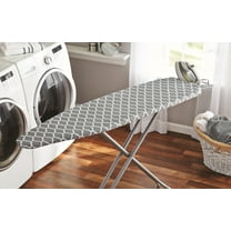 Mainstays Ironing Board Cover – 15x54, Cotton, Felt Padded, Scorch Resistant, Gray/White Lattice Pattern