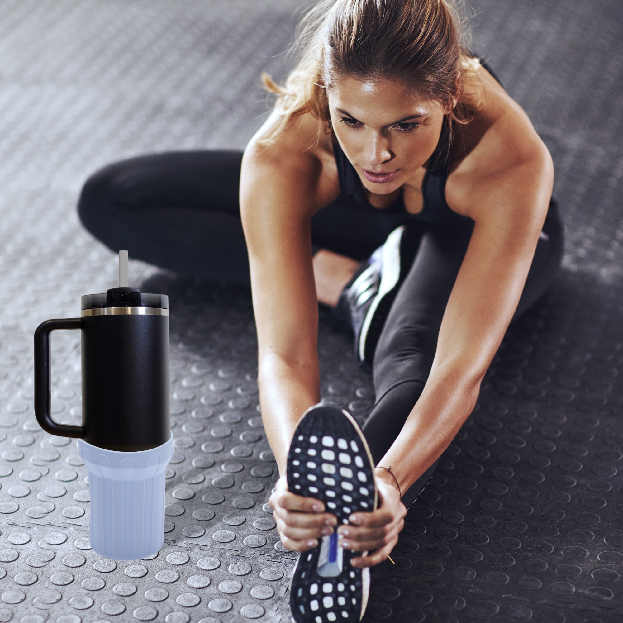 Unique Bargains 1Pc Protective Vertical Pattern Water Bottle Boot Light Blue