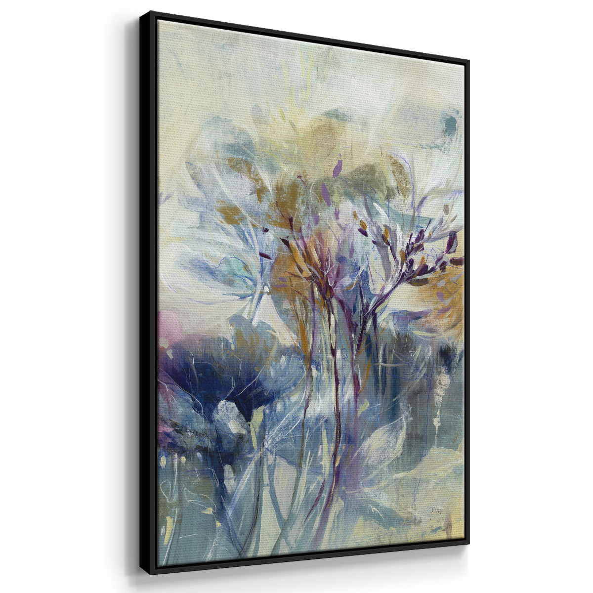 Meadow Saffron II Framed Premium Gallery Wrapped Canvas - Ready to Hang - 25 x 37 - Black Floating Frame