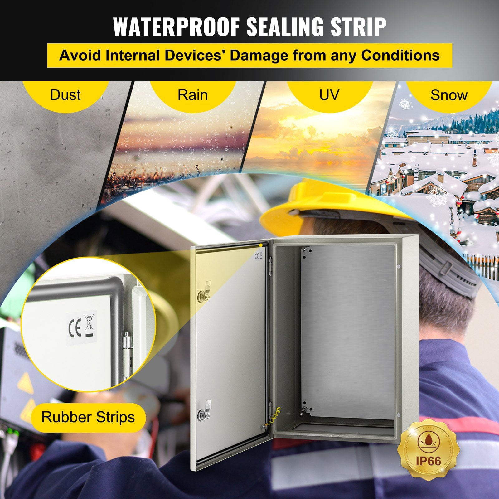 NEMA 4X Steel Electrical Enclosure 24 x 16 x 10 Inches IP66 Waterproof Dustproof Outdoor Indoor Junction Box with Mounting Plate