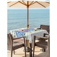 thumbnail image 3 of Outdoor Tablecloth with Umbrella Hole for Patio/Picnic/Party/Camping, Blue Pink Hydrangea Waterproof Table Cloth Square Cover Washable, Eucalyptus Leaves Wooden Summer Botanical (60"x 60"), 3 of 8