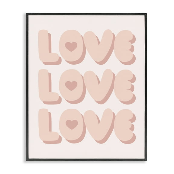 Stupell Industries Love with Hearts Text & Numbers Painting Black Framed Art Print Wall Art, 11 x 14
